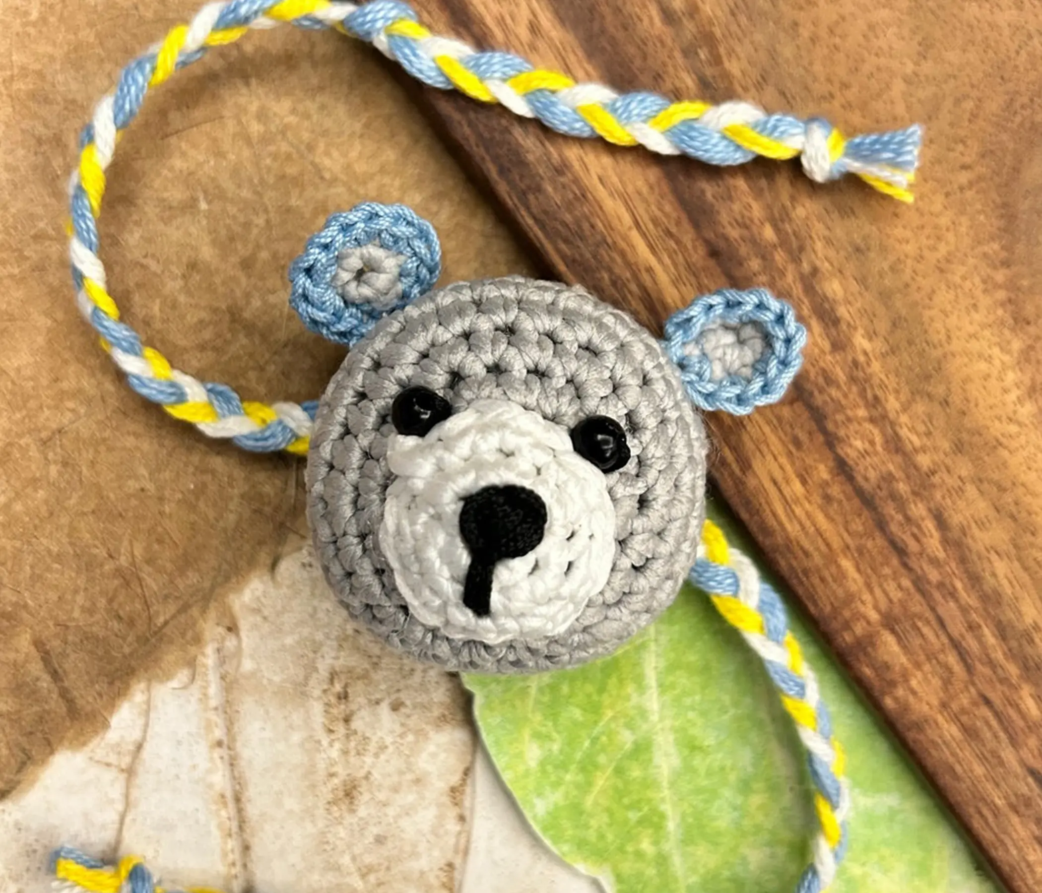 Adorable Grey Plush Bear Handcrafted Kids Crochet Rakhi